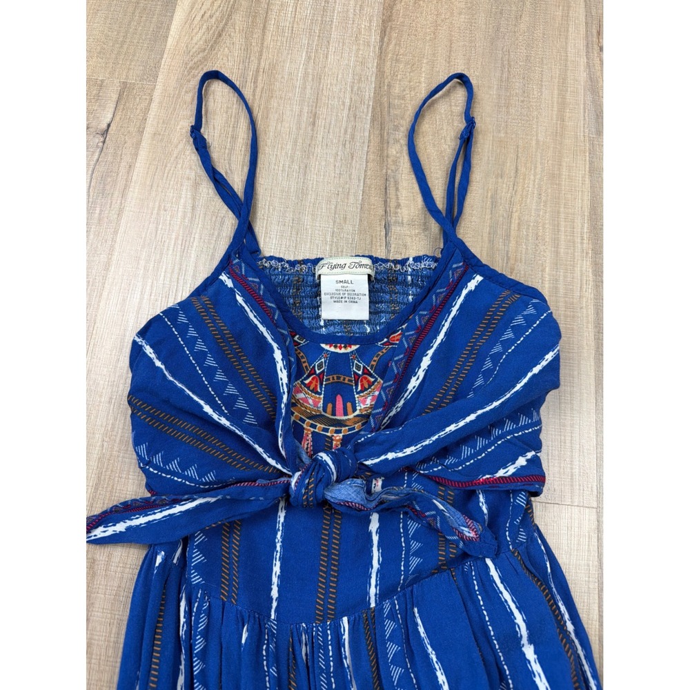 Flying Tomato Anthropologie Blue Boho Tie Front‎ Wide Leg Jumpsuit Small - Picture 3 of 8
